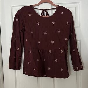 Madewell Women's Maroon Floral Top
